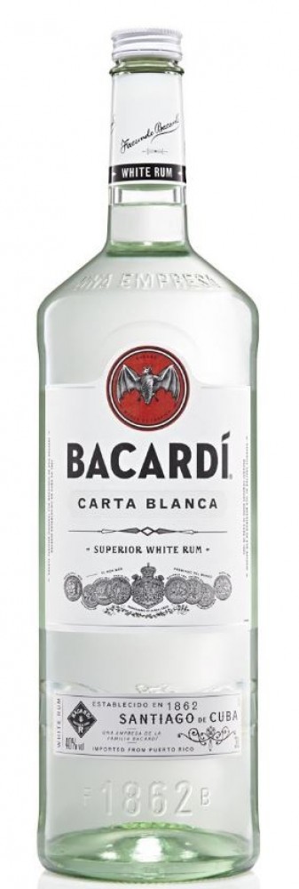 Bacardi Carta Blanca 37.5 %  1 l (holá láhev)