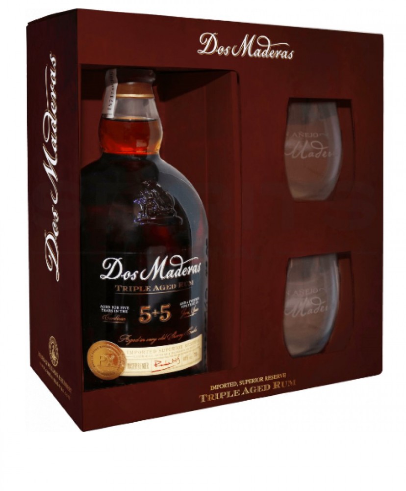 Dos Maderas P.X. 5+5 10y 40% 0,7 l (Geschenkpackung mit 2 Gläsern)