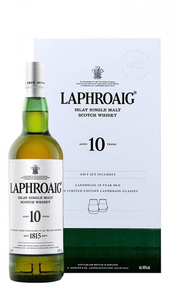 Laphroaig 10y 40% 0,7 l (Geschenkpackung mit 2 Gläsern)