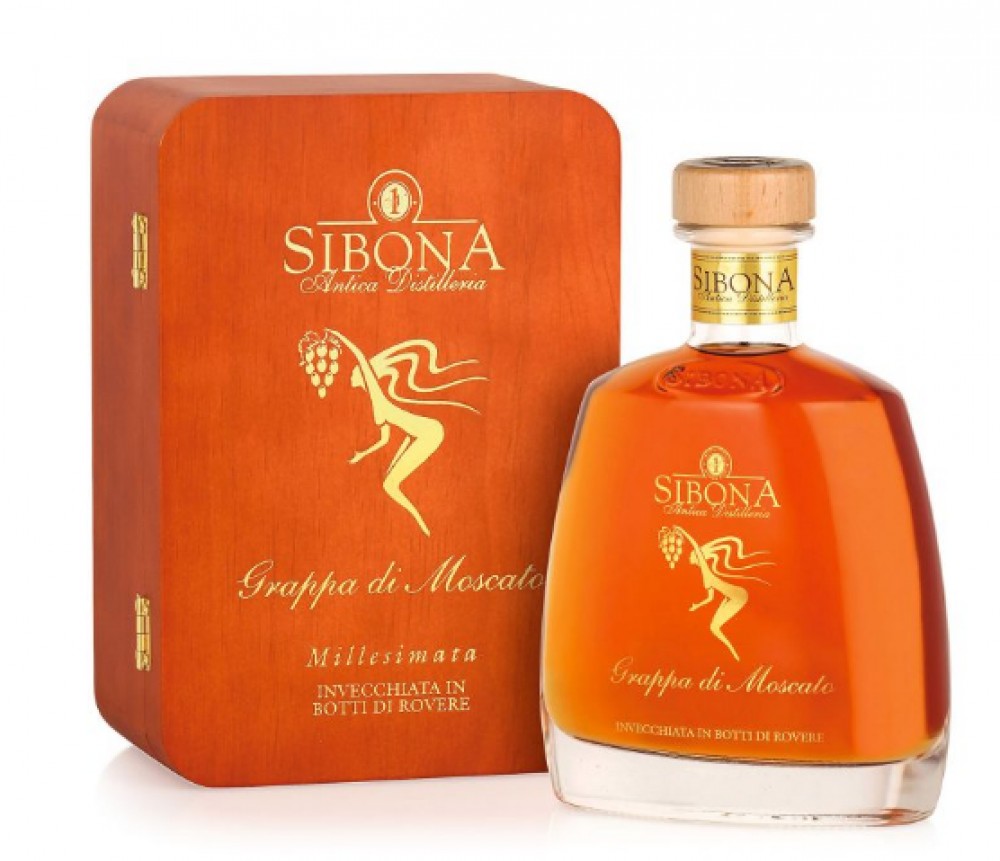 Sibona Grappa Di Moscato   44% 0,7 l (dřevěný box)