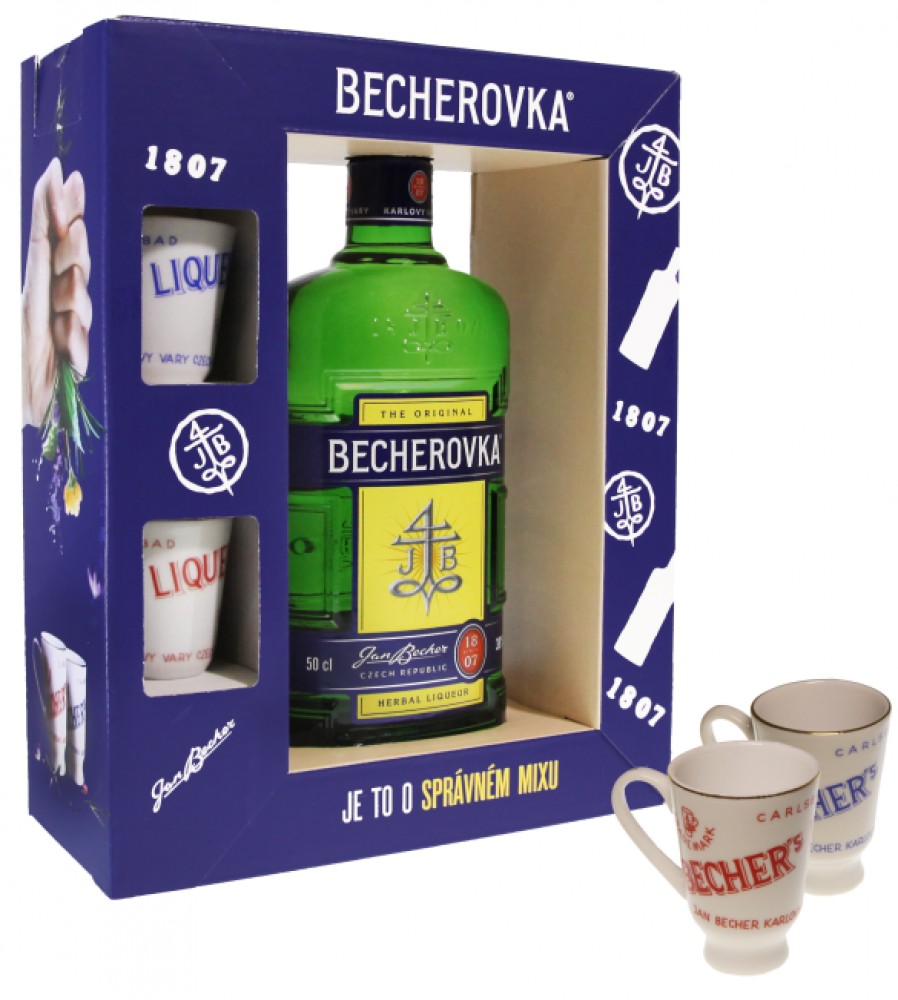 Becherovka 38% 0,5 l + 2 kalíšky (karton)
