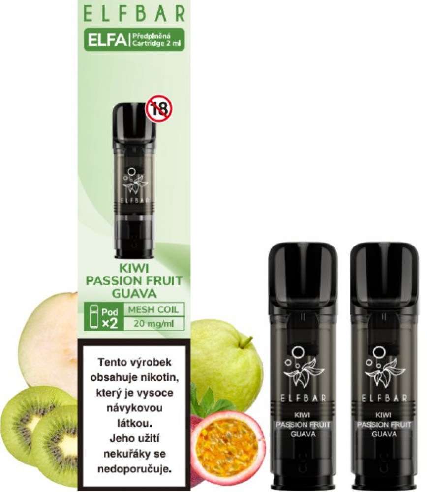 ELF Bar ELFA KIWI PASSION FRUIT GUAVA 20mg 2 náplně