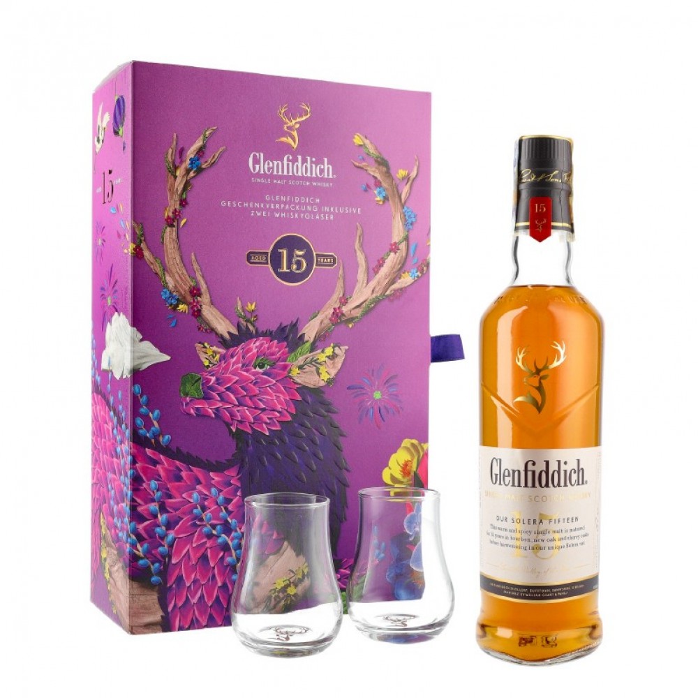 Glenfiddich 15Y 40% 0,7 l + 2 skleničky (karton)