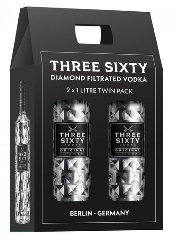 Three Sixty Vodka original 37,5% 2 x 1 l (karton)