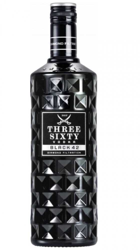 Three Sixty Vodka Black 42 42% 1 l (holá láhev)