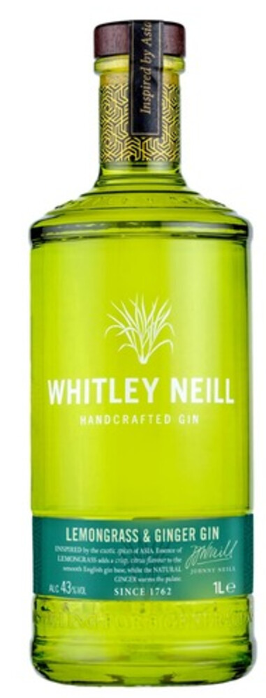 Whitley Neill Lemongrass Ginger Gin 43% 1 l (holá láhev)